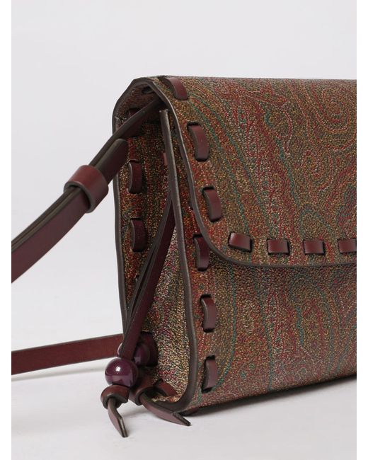 Etro Brown Arnica Coated Cotton Paisley Print Bag