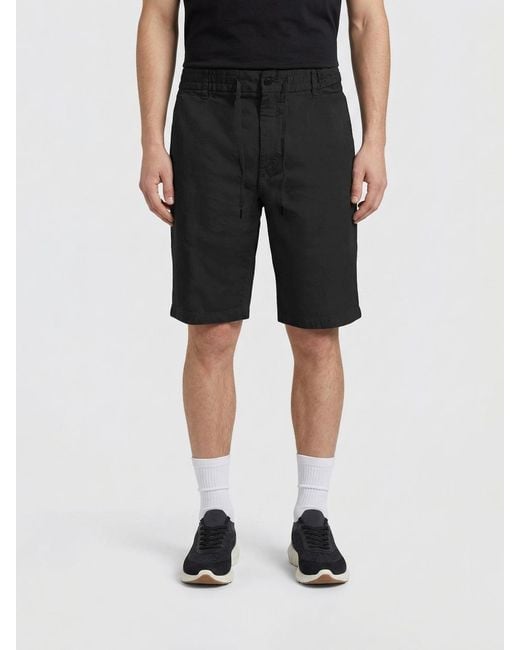 Boss Black Cotton Shorts With Drawstring for men