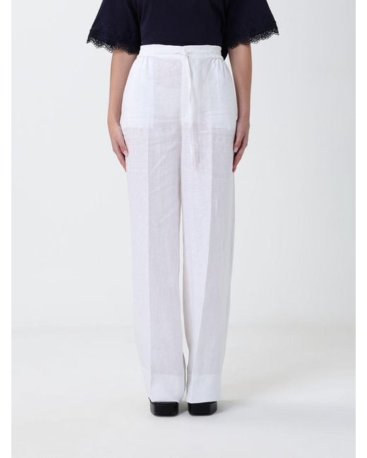 Twinset White Linen Palazzo Trousers