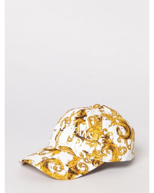 Versace Jeans Couture Metallic Cotton Twill Hat With Baroque Print for men