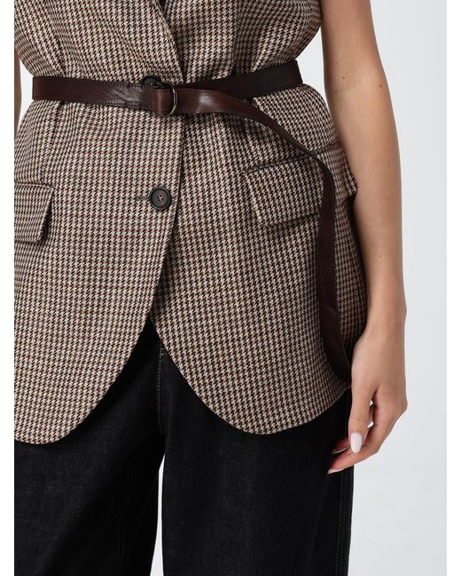 Brunello Cucinelli Gray Single-Breasted Houndstooth Virgin Wool Tailored Vest