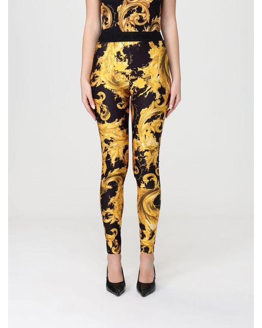 Versace Jeans Couture Metallic Printed Jersey Leggings