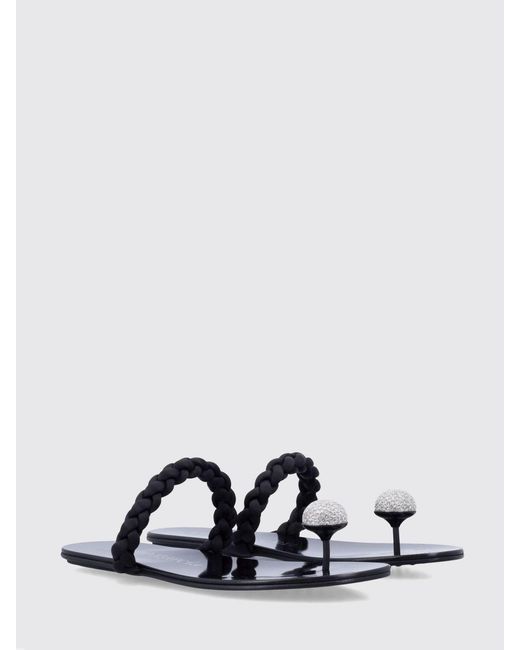 Pedro Garcia White Pipa Woven Satin Thong Sandals With Swarovski Crystals