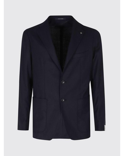 Tagliatore Blue Single-Breasted Wool Blazer With Peak Lapels And Patch Pockets for men