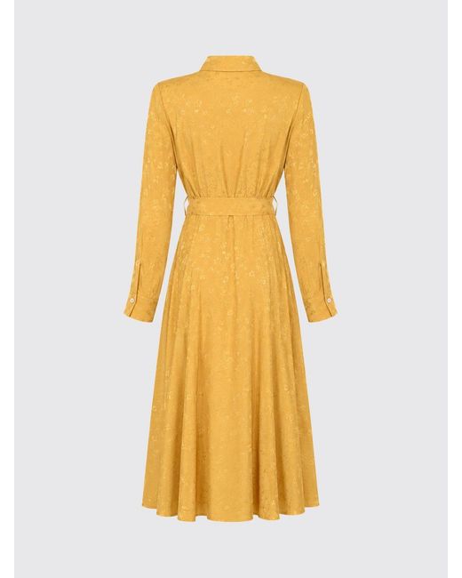 Pinko Yellow Floral Print Midi Shirtdress