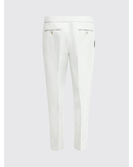 Brioni White Cotton And Linen Tailored Trousers for men
