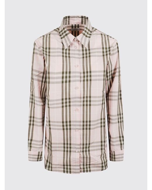 Burberry Red Long-Sleeved Cotton Shirt With Iconic Check Pattern