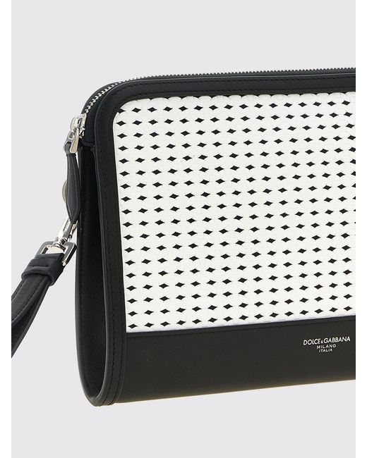 Dolce & Gabbana White Dolce &Amp Gabbana Atene Plongé Calfskin Pouch for men