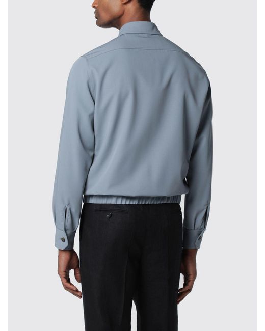 Lardini Blue Virgin Wool Overshirt for men