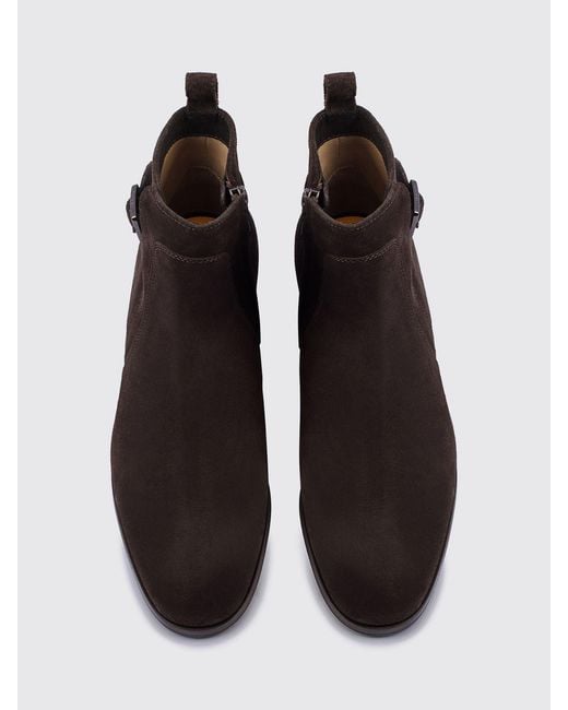 Doucal's Black Suede Lace-Up Ankle Boots With Adjustable Strap