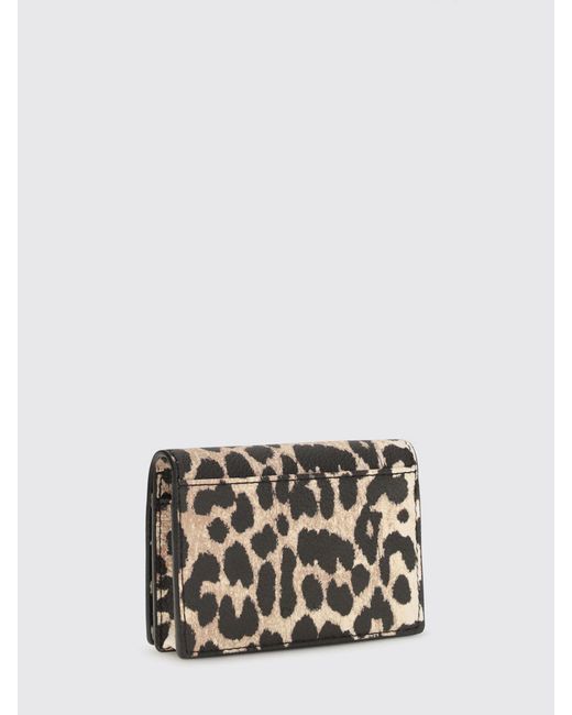 Ganni White Animal Print Recycled Leather Flap Wallet