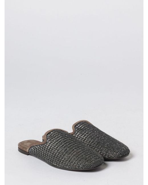 Brunello Cucinelli White Suede Calfskin Sabots