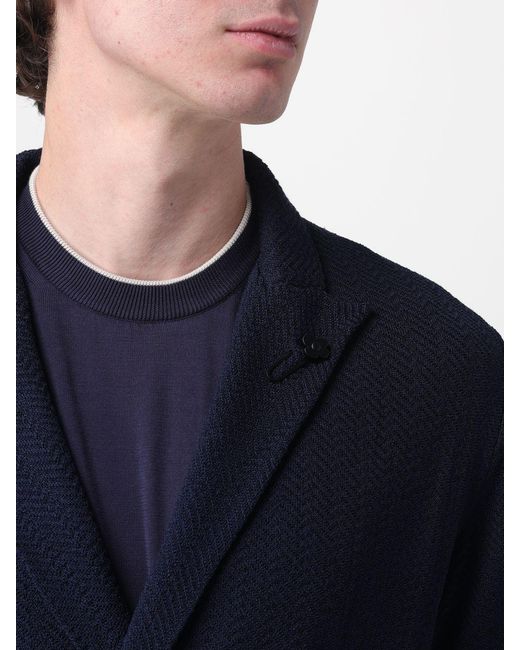Lardini Blue Double-Breasted Blazer for men