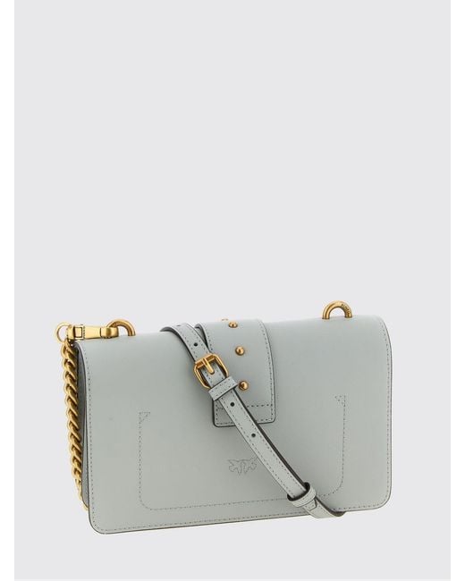 Pinko Gray Love One Mini Leather Bag