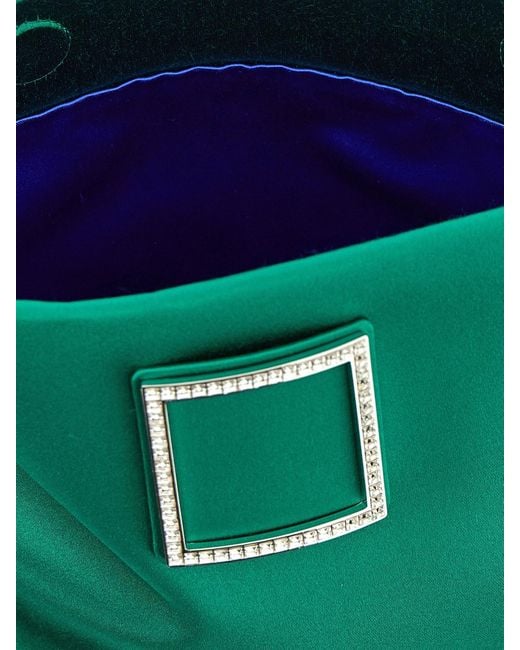 Roger Vivier Green Trompette Strass Soft Clutch