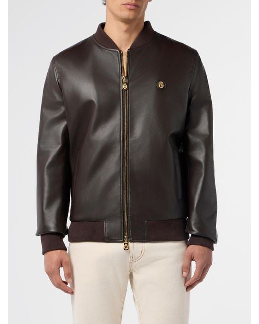 Billionaire Black Nappa Leather Bomber Jacket for men