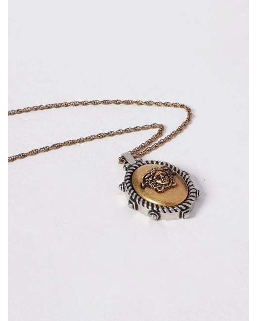 Versace Metallic Medusa Brass Necklace With Pendant