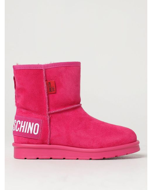 Love Moschino Pink Flat Ankle Boots