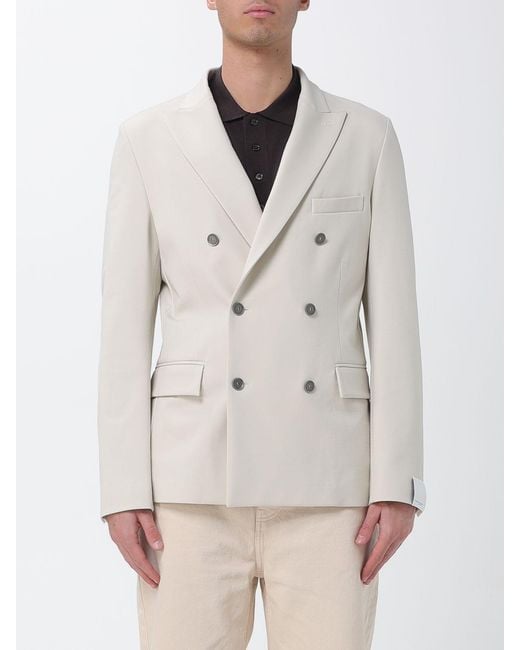 Paolo Pecora Natural Wool Blend Double-Breasted Blazer for men