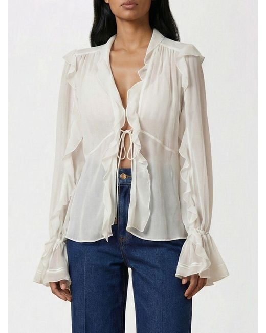 Alberta Ferretti White Silk Blouse