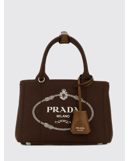 Prada Brown Mini Jardinière Canvas Bag With Printed Logo for men