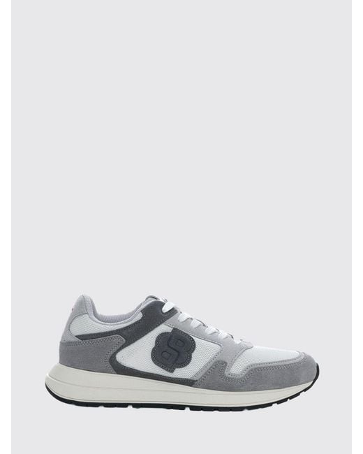Boss White Mesh And Suede Sneakers for men