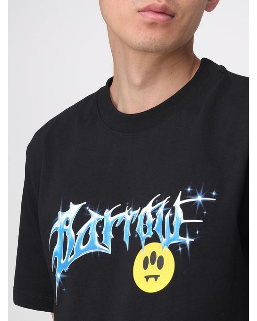 Barrow Black Cotton T-Shirt With Logo for men
