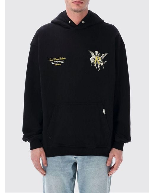 Sudadera Con Capucha De Algodón Con Estampado Represent de hombre de color Black