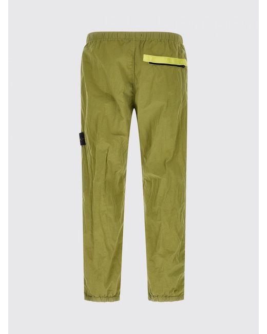 Stone Island Green Technical Fabric Cargo Pants With Elasticated Waist for men