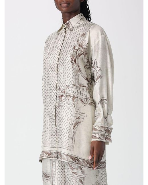 Max Mara Gray Grado Silk Shirt With Print