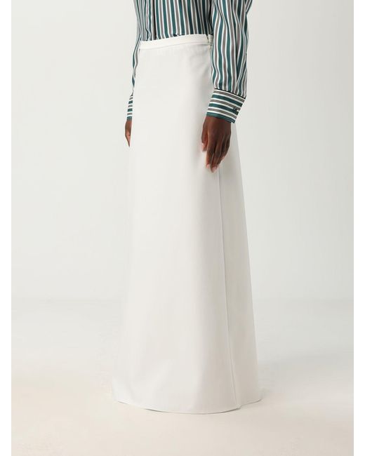 Max Mara White Viscose Blend Long Skirt