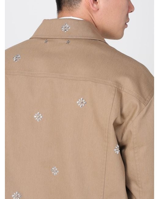 Golden Goose Deluxe Brand Natural Jacket With Floral Embroidery And Full Zip for men