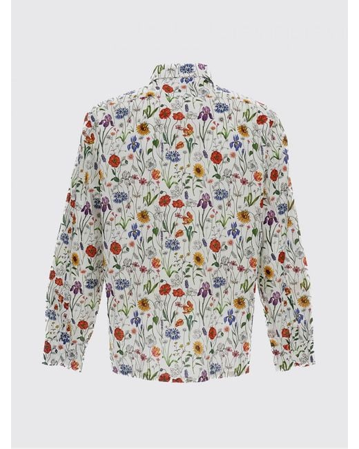 Junya Watanabe Blue Cotton Shirt With Floral Print for men
