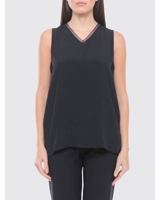 Fabiana Filippi Blue Silk Blend Basic Top