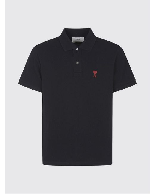 AMI Black Organic Cotton Polo Shirt for men