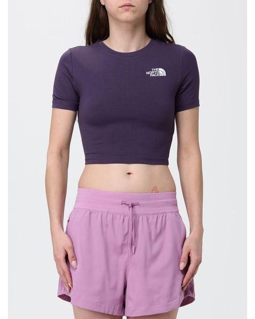 The North Face Purple Cropped Fit Stretch Cotton T-Shirt