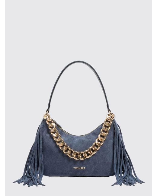 Twinset Blue Liliane Suede Fringed Bag