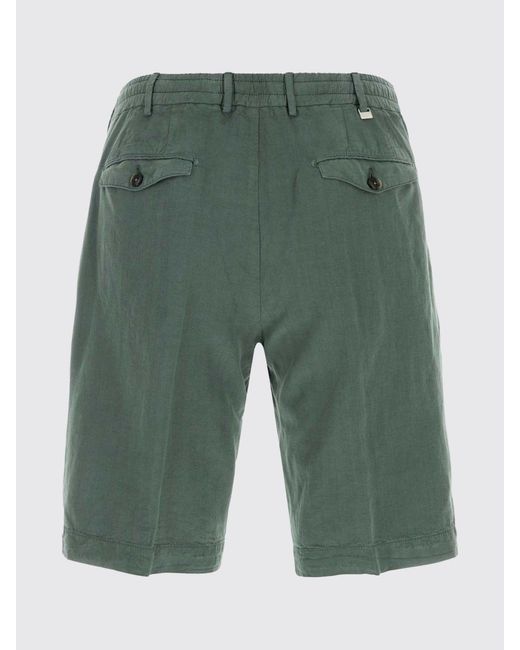 PT Torino Green Linen And Cotton Blend Chino Shorts for men