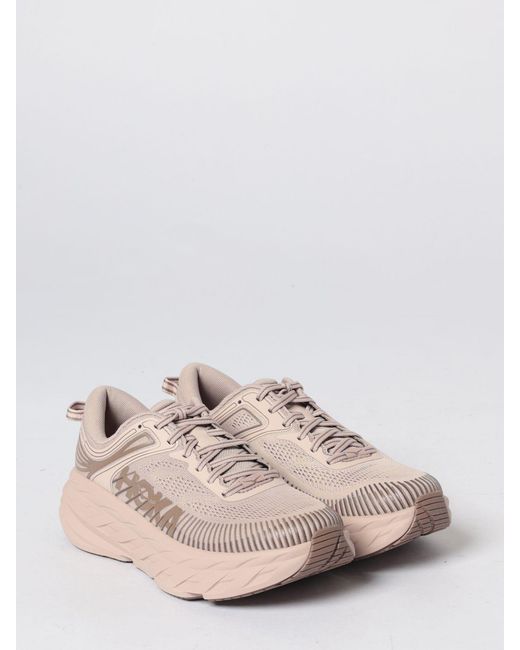 Hoka One One Pink Bondi 7 Technical Mesh Sneakers
