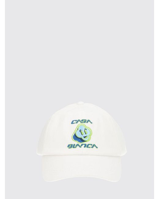 Casablanca White Embroidered Logo Cotton Baseball Cap With Adjustable Strap for men
