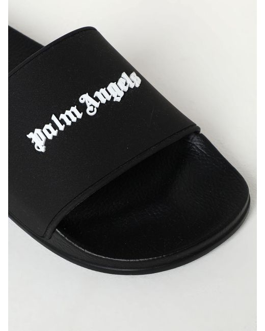 Sliders in gomma con logo di Palm Angels in Black