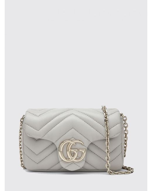 Gucci Gray Gg Marmont Matelassé Nappa Leather Bag