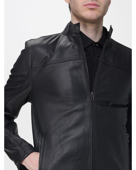 Michael Kors Blue Nappa Racer Biker Jacket for men