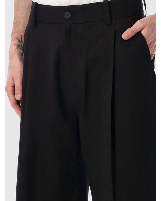 Studio Nicholson Black Cotton And Linen Tailored Shorts for men