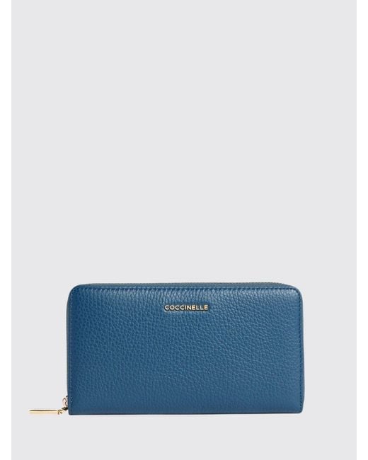 Coccinelle Blue Metallic Soft Grained Leather Wallet