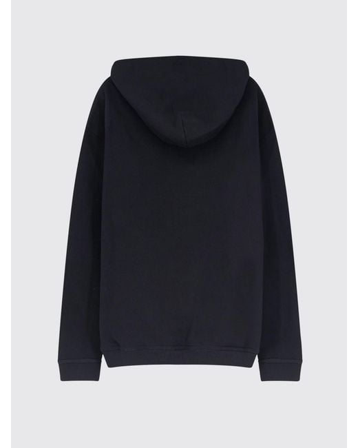 Maison Margiela Black Relaxed Fit Cotton Hoodie With Contrast Logo for men