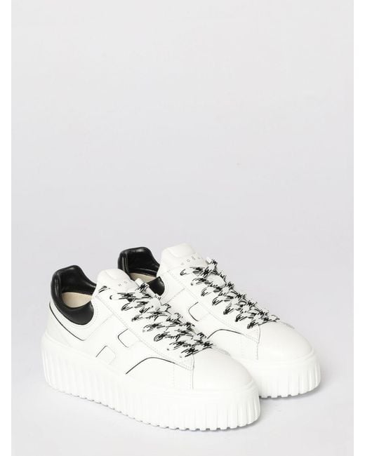 Hogan White H-Stripes Leather Sneakers