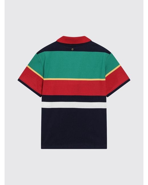 Versace Green Striped Cotton Polo Shirt for men