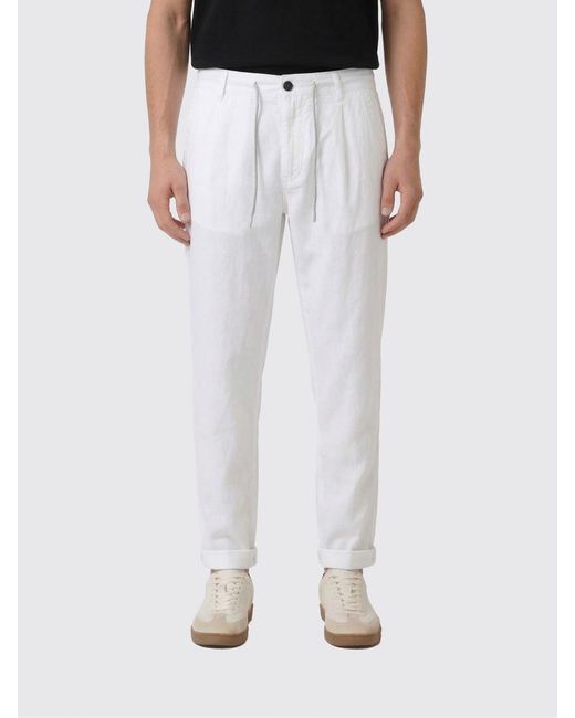 Eleventy White Cotton And Linen Drawstring Trousers for men