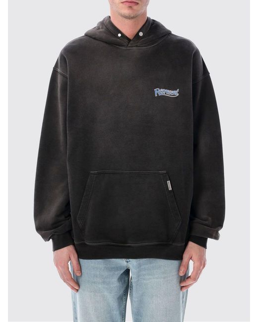 Represent Black Cotton Hooded Sweatshirt With Logo for men